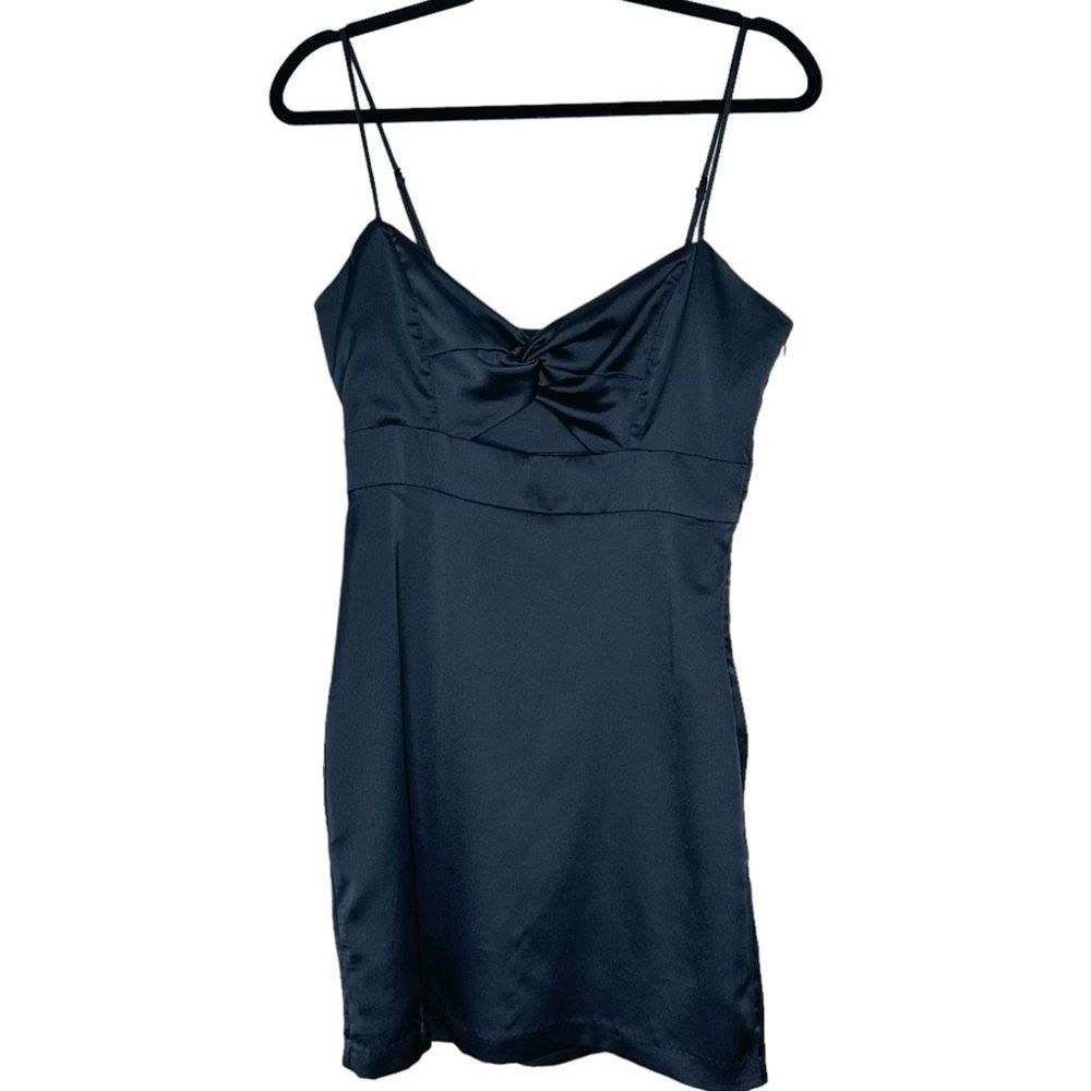 Cotton Candy LA Navy Blue Satin Cut Out Strappy Mini Dress Size M